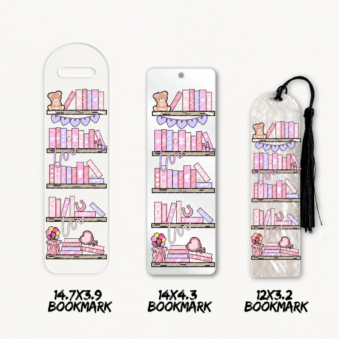 Coquette Bookshelf | Bookmark UV DTF