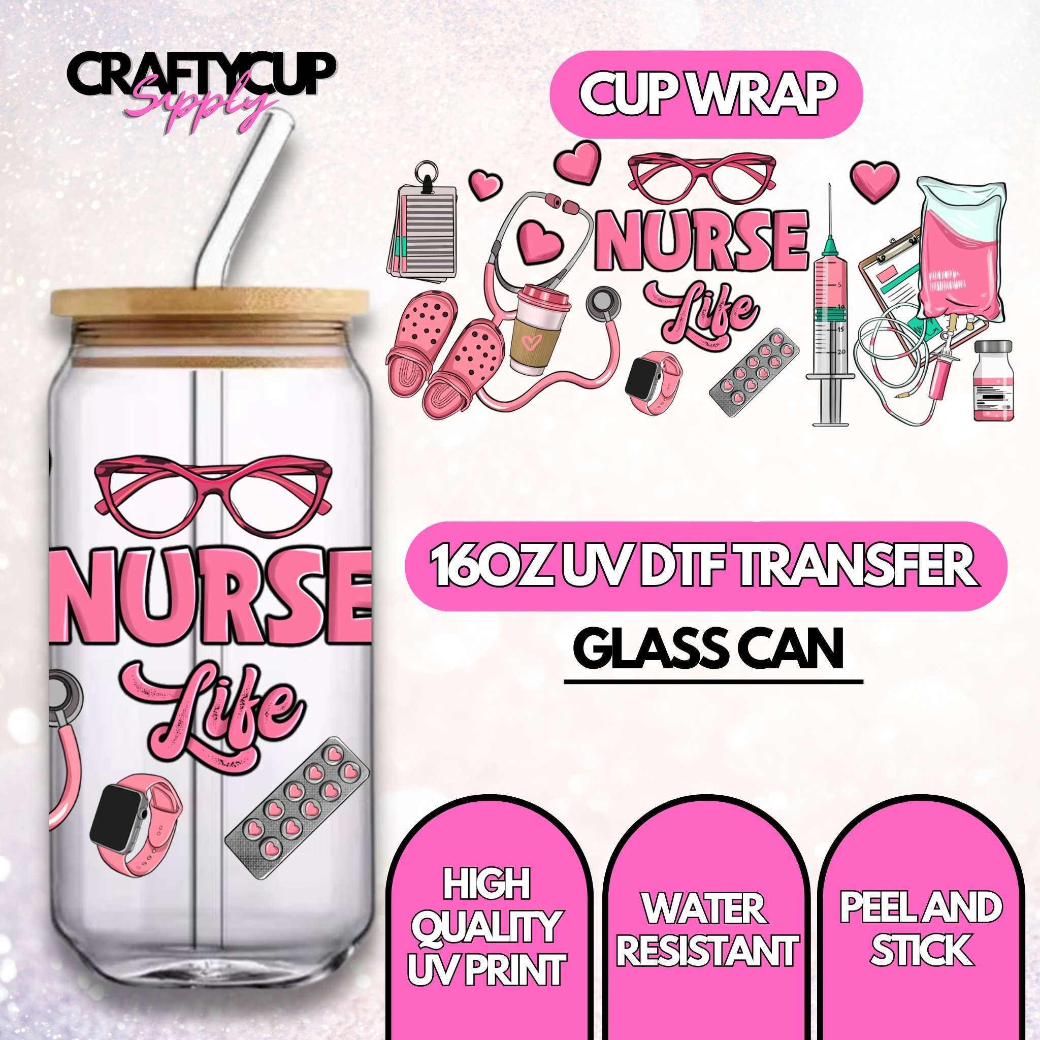 Uv Dtf Cup Wrap Nurse Theme Rub On Transfers For Crafting Uv - Temu