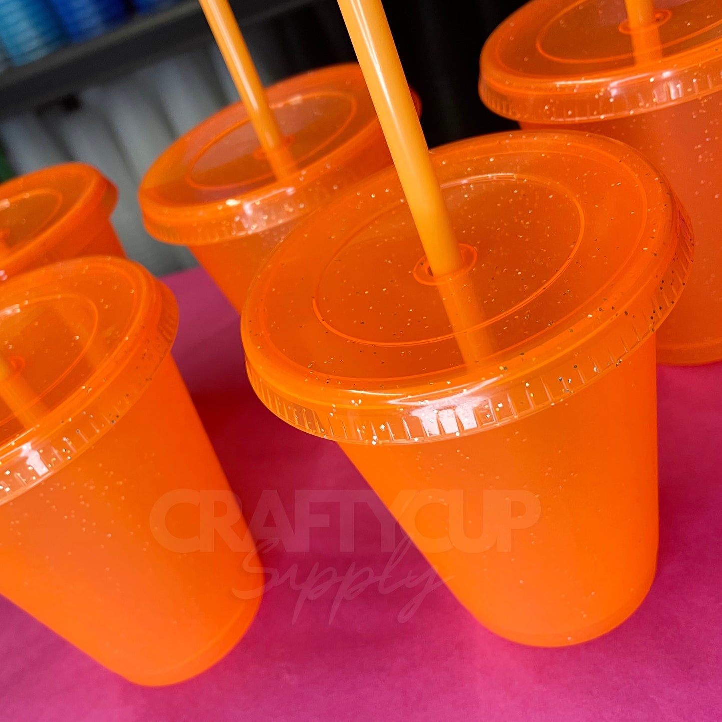 Orange Glitter 16oz (470ml) Cold Cups