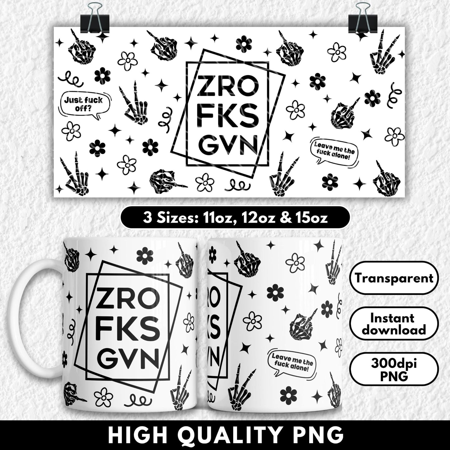 Edgy sublimation mug wrap featuring a black leopard print border with bold acronym "NFG" for No F*cks Given in the centre. This high-res PNG design fits 11oz, 12oz, and 15oz sublimation mugs. Perfect for unapologetic coffee lovers, attitude-filled gifts, or funny novelty drinkware. The black-on-black leopard print adds a fierce, modern touch to a blunt and hilarious message. Ideal for UV DTF or sublimation printing.