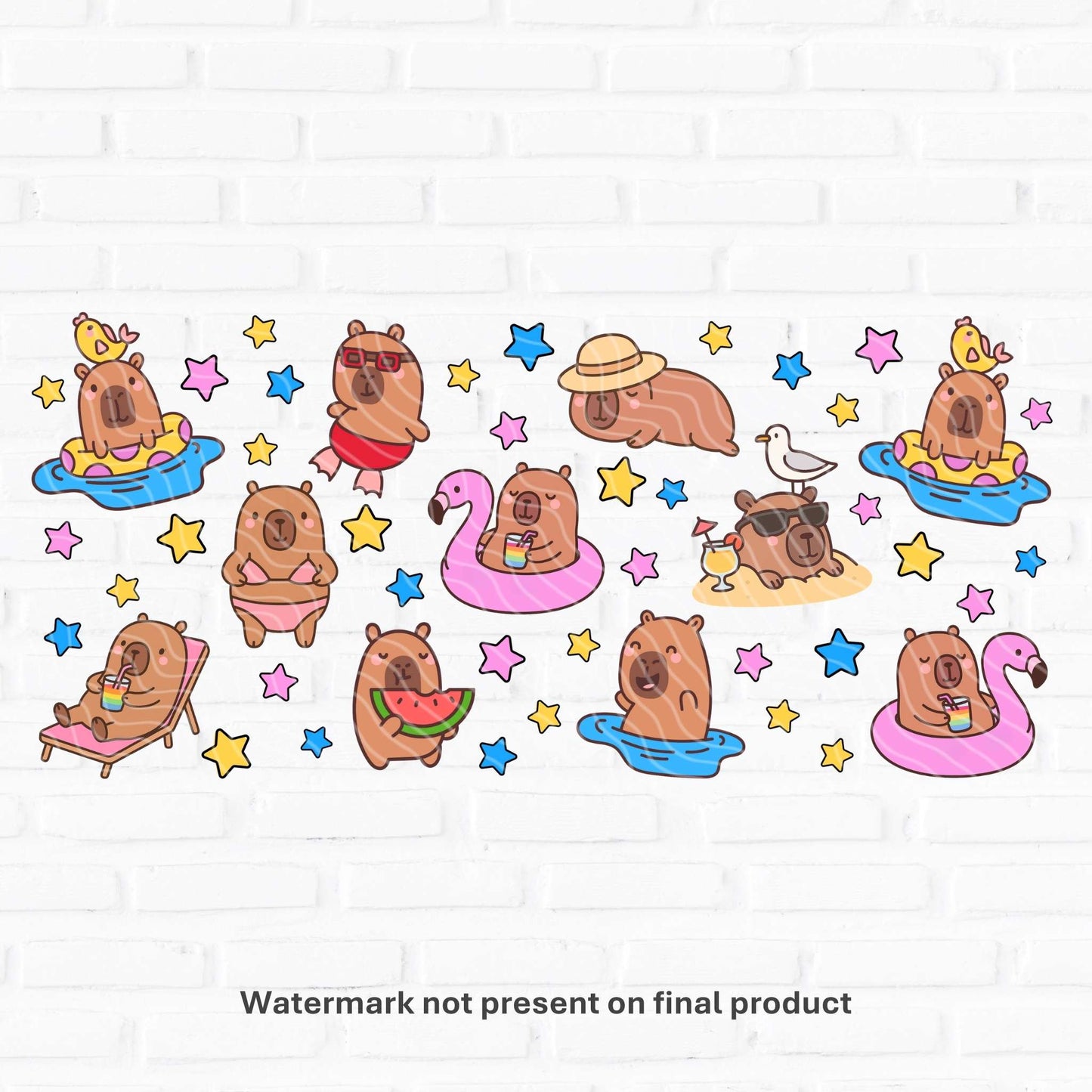 Capybara Pool Party | UV DTF Wrap