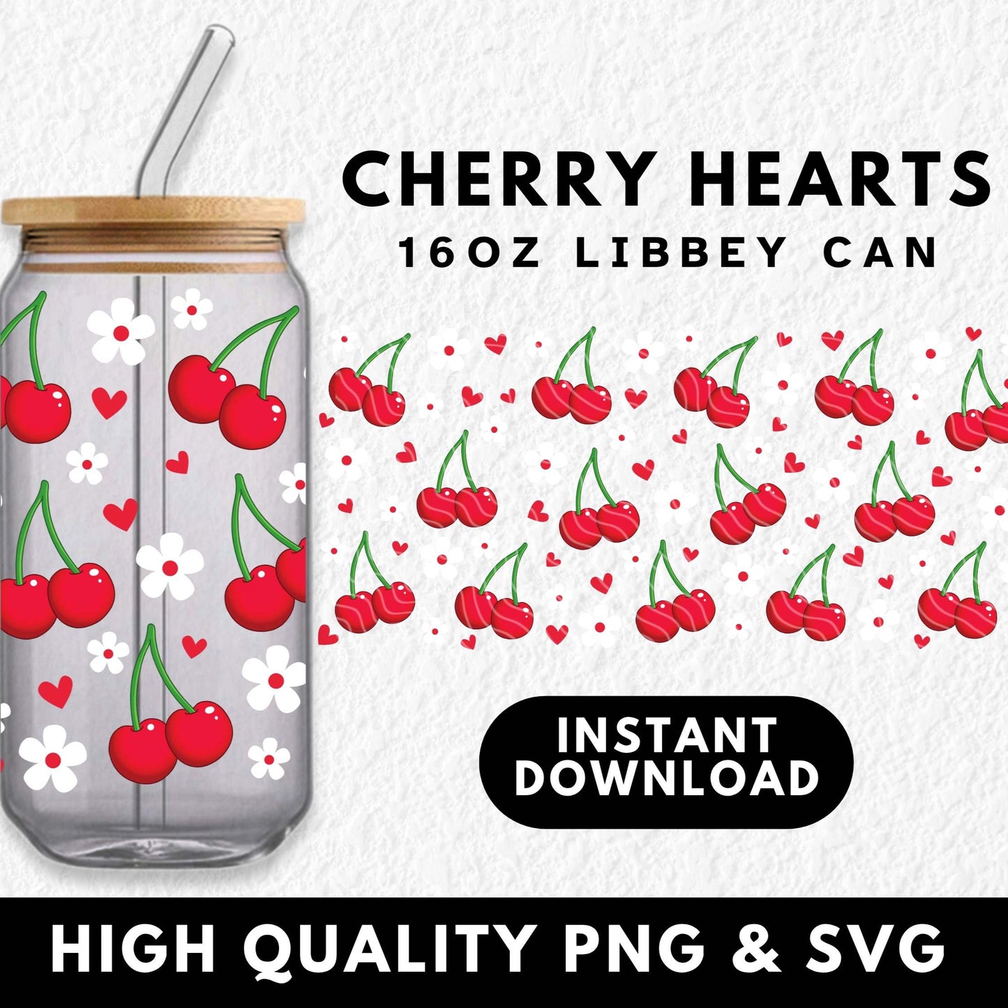cherry sublimation design png digital download file for wraps 16oz cans