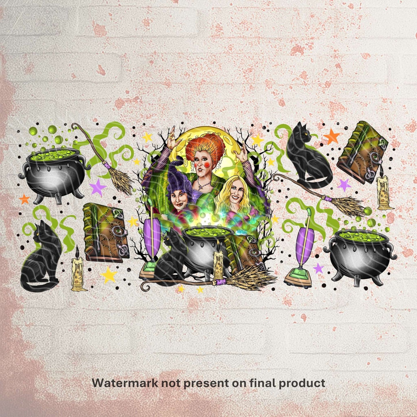 UV DTF Halloween wrap for Libbey 16oz glass cans – spooky tumbler transfer for UK crafters and wholesale suppliers. Hocus Pocus dtf prints