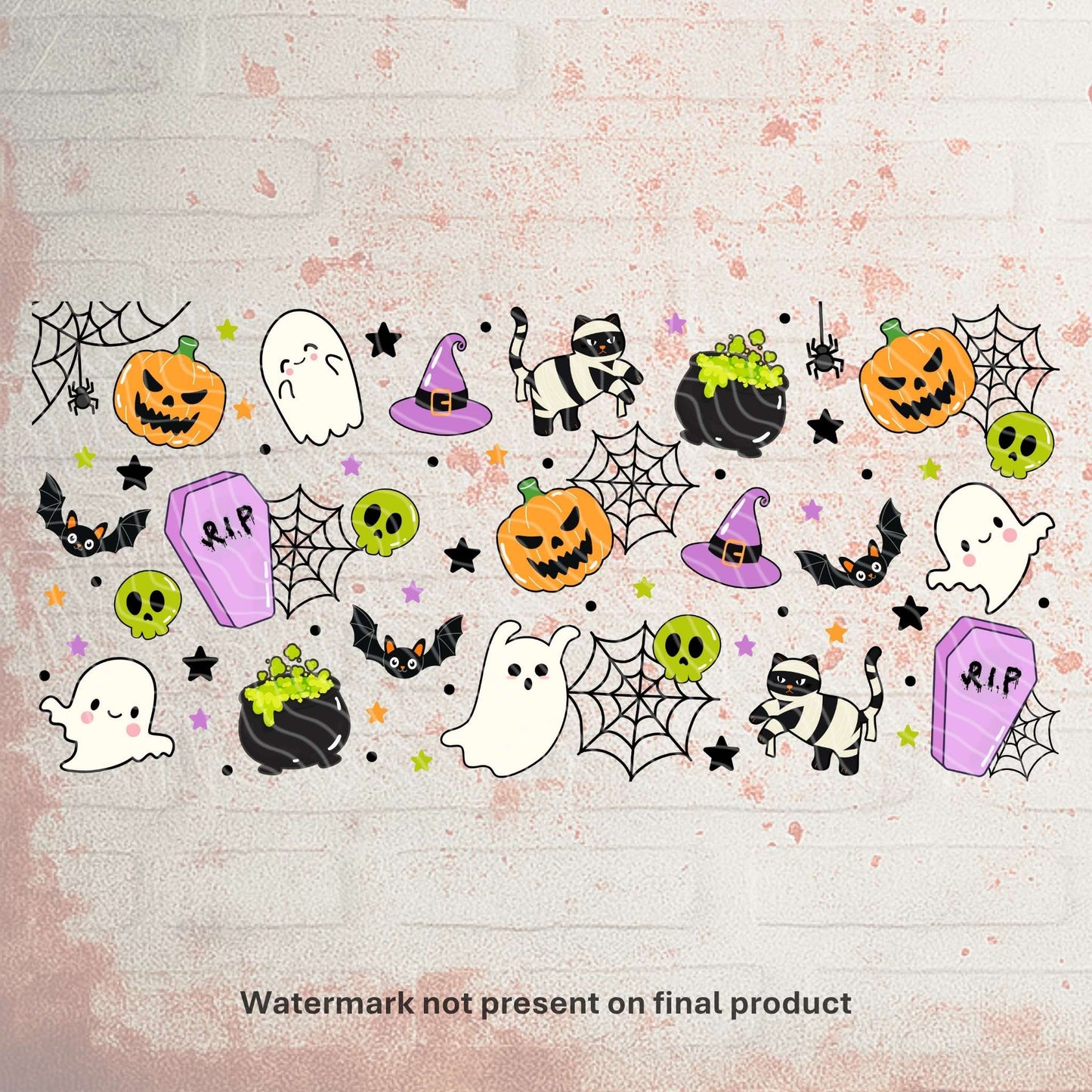 Spooky UV DTF wrap for 16oz Libbey can – Halloween tumbler transfer, UK crafting supplies & wholesale print supplier