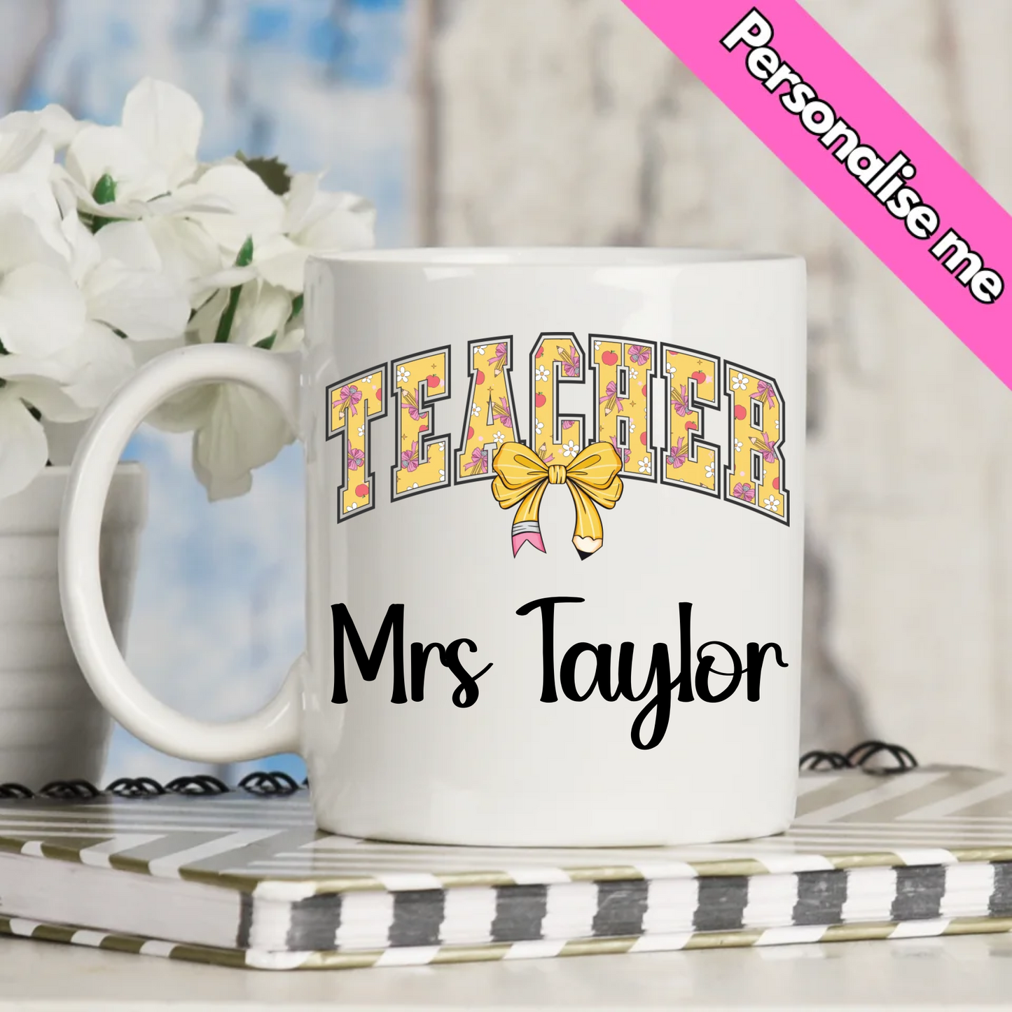 Yellow Coquette Teacher | Personalised UV DTF