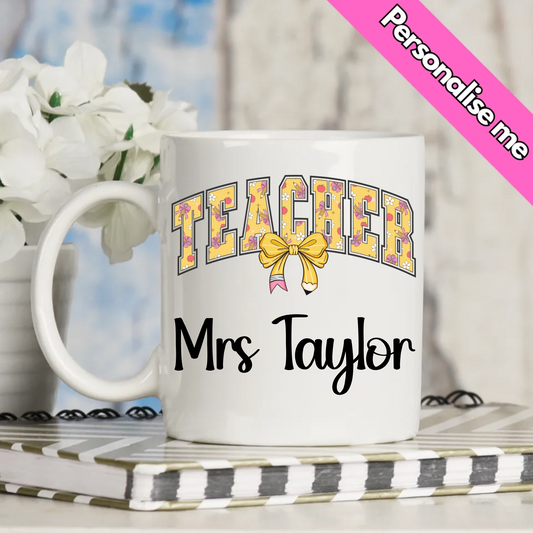 Yellow Coquette Teacher | Personalised UV DTF