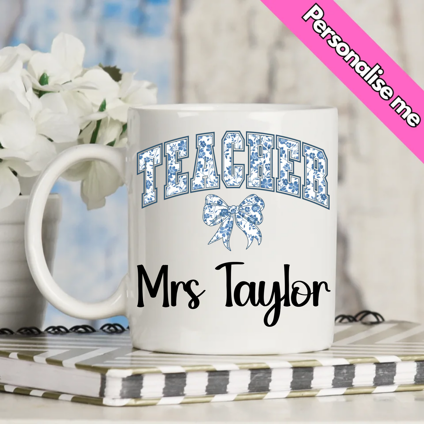 Blue Chinoiserie Teacher | Personalised UV DTF