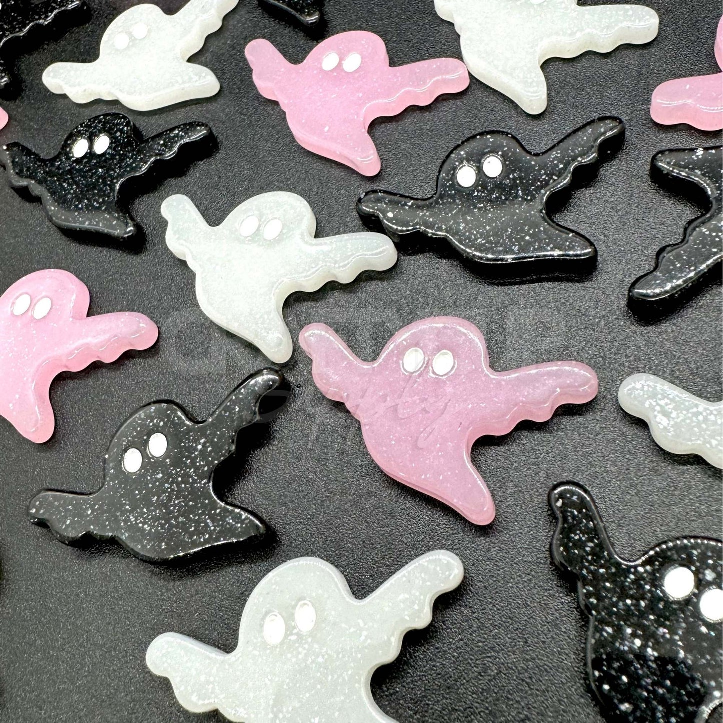 Glitter Ghost Cabochons (Pack of 10)