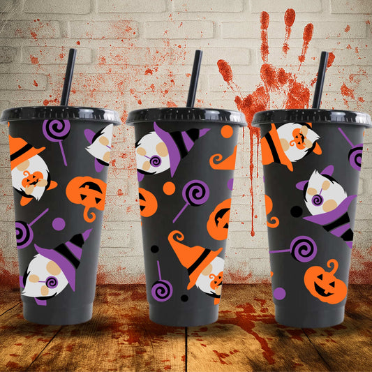 24oz Halloween UV DTF wrap for cold cups – spooky printed designs made in the UK, perfect for festive custom tumblers