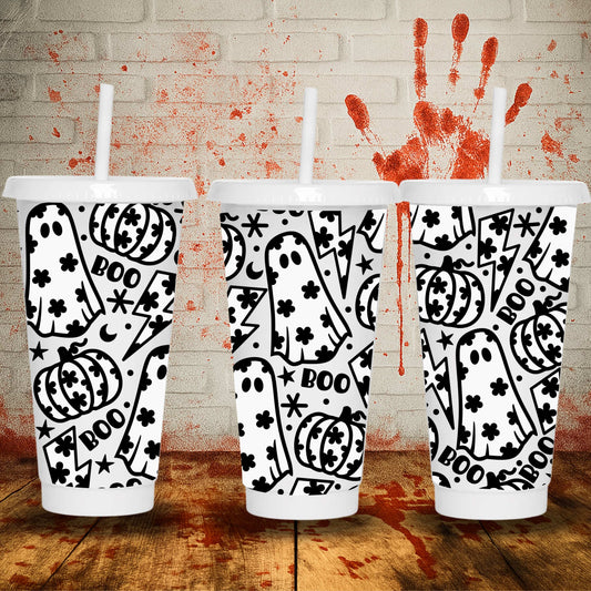 24oz Halloween UV DTF wrap for cold cups – spooky printed designs made in the UK, perfect for festive custom tumblers