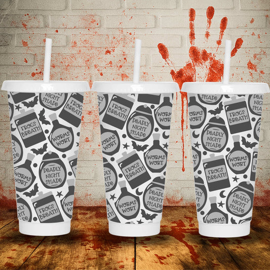 24oz Halloween UV DTF wrap for cold cups – spooky printed designs made in the UK, perfect for festive custom tumblers