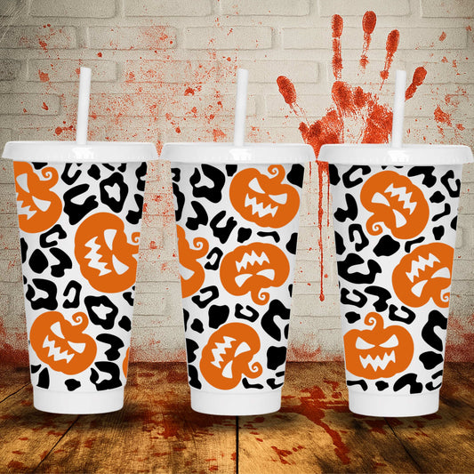 24oz Halloween UV DTF wrap for cold cups – spooky printed designs made in the UK, perfect for festive custom tumblers