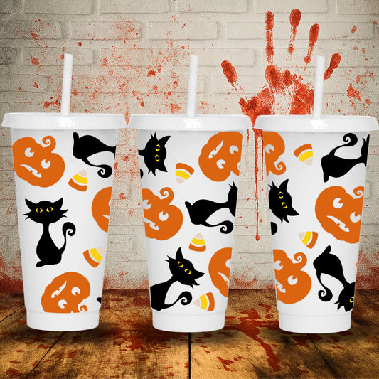 Halloween Black Cat | Cold Cup UV DTF Wrap
