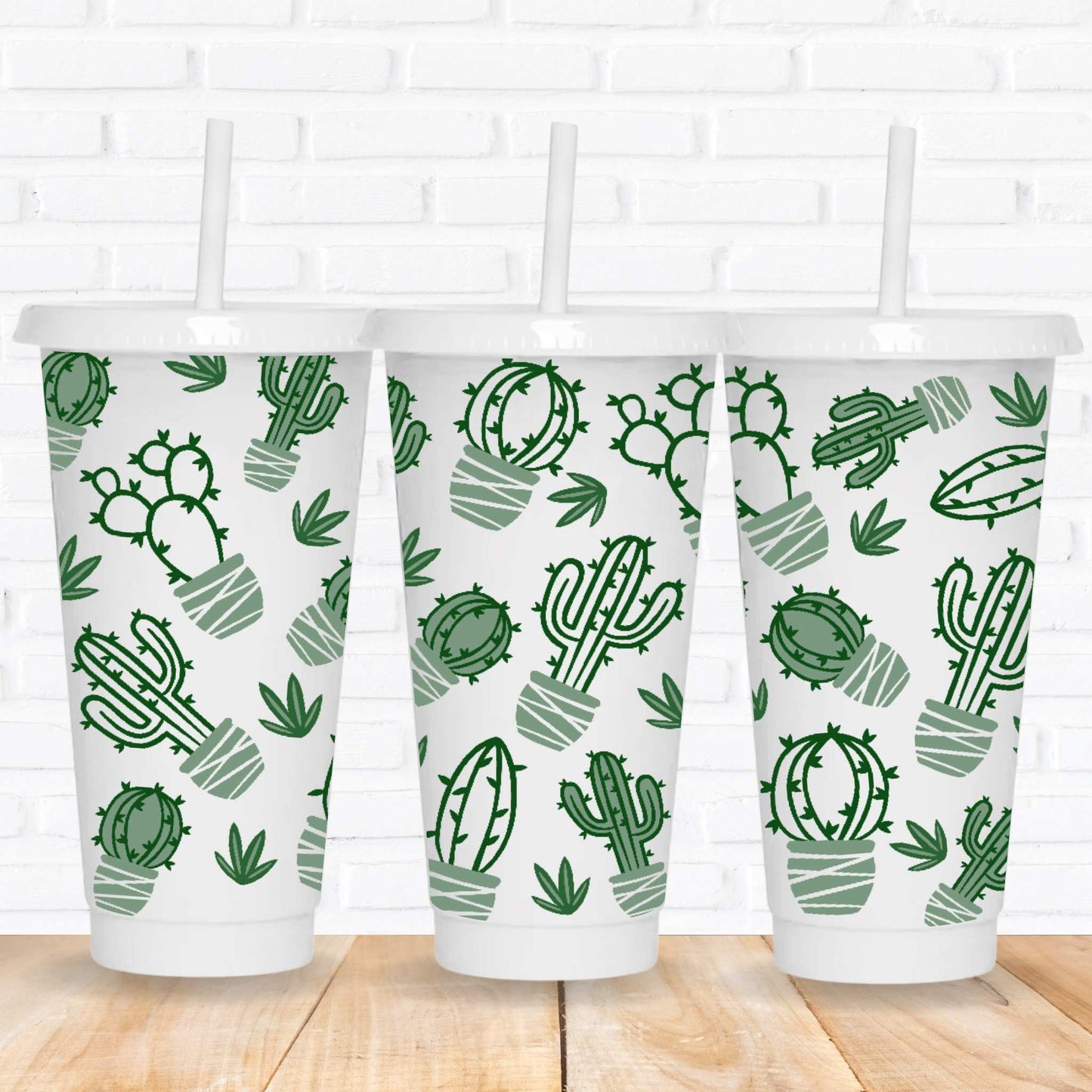 24oz cactus pattern uv dtf wraps for cold cups