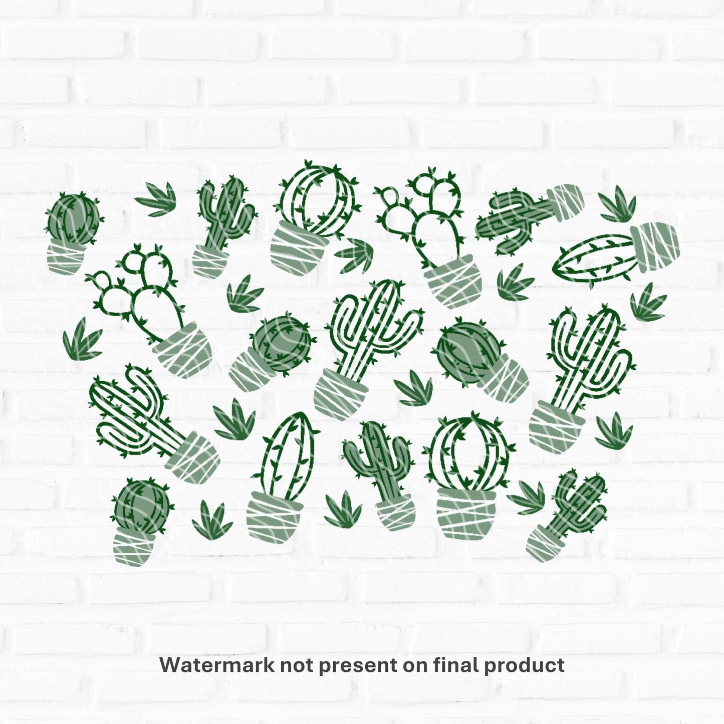 24oz cactus pattern uv dtf wraps for cold cups