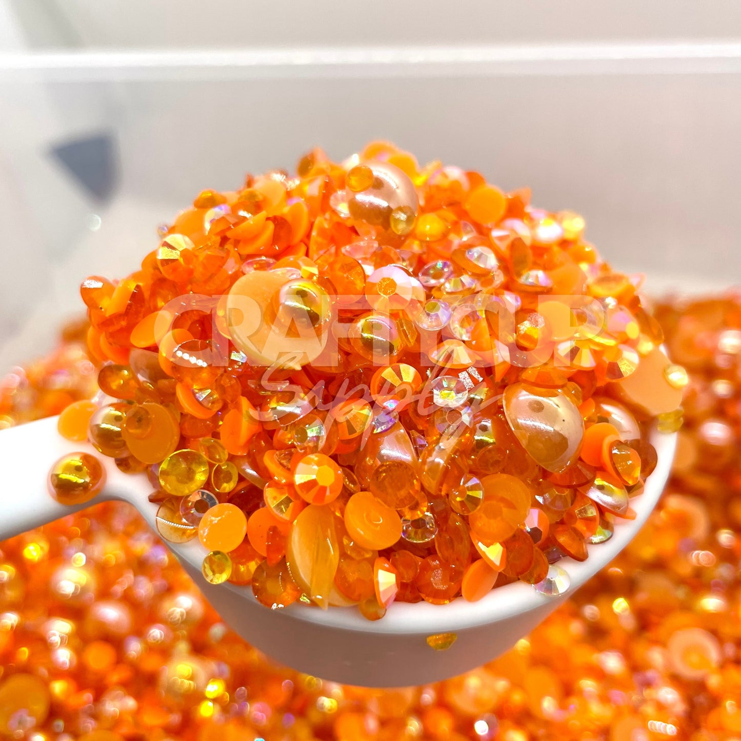 Pumpkin Glow In The Dark - Pearl & Rhinestone Mix (28g)