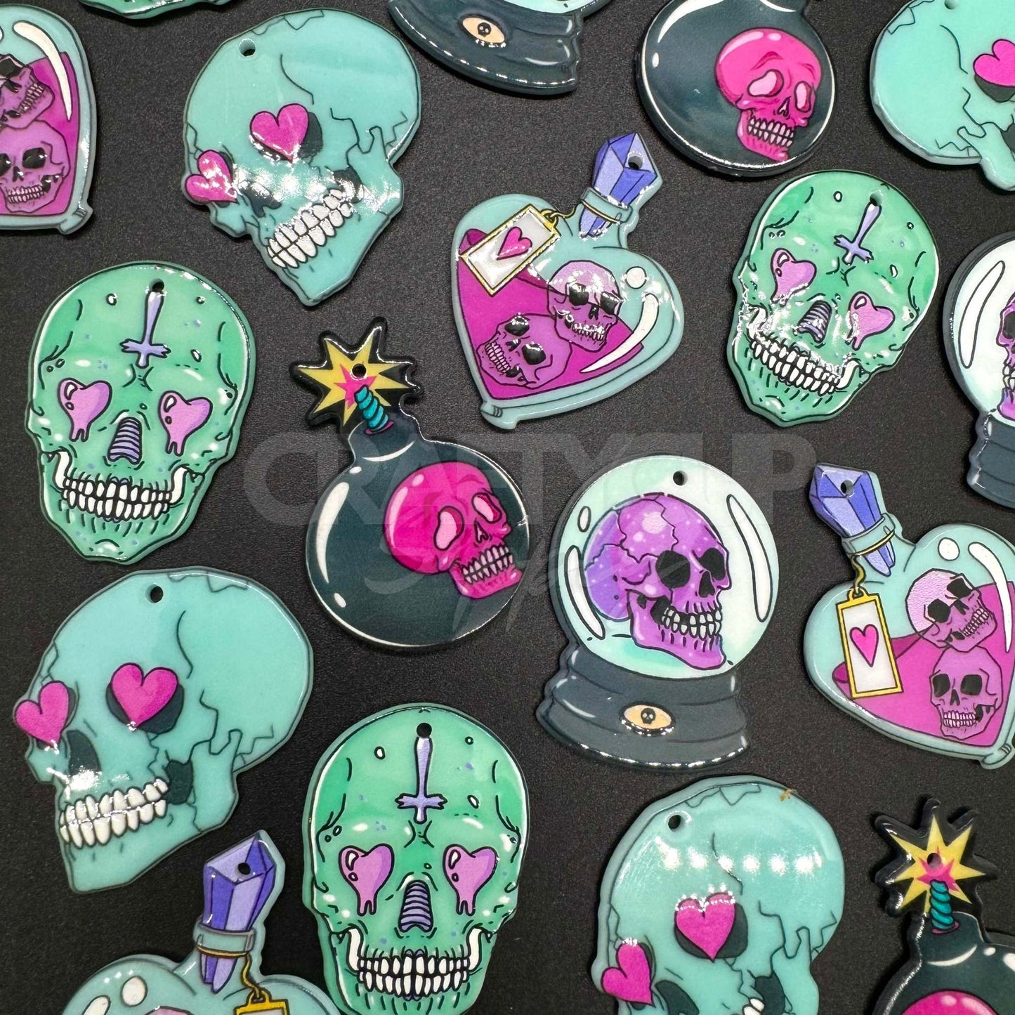 Horror Skull Cabochons (Pack of 6)