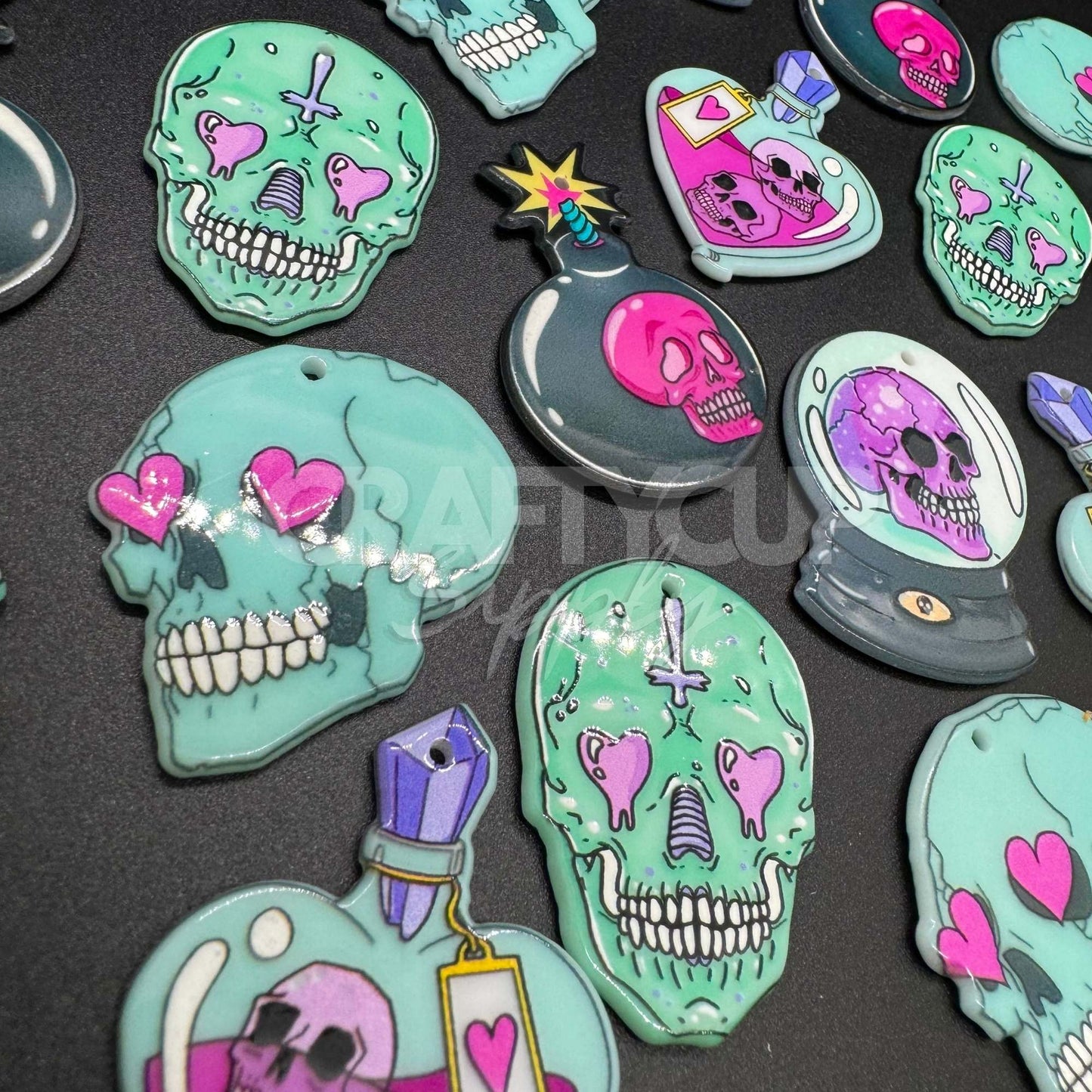 Horror Skull Cabochons (Pack of 6)