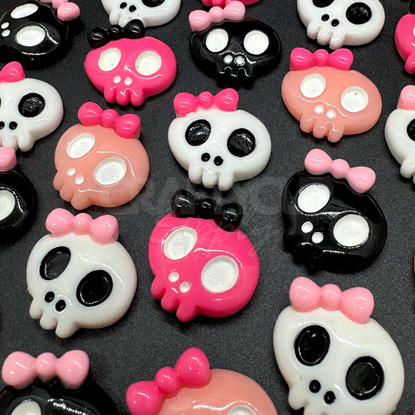 Gothic Girl Skull Cabochons (Pack of 10)