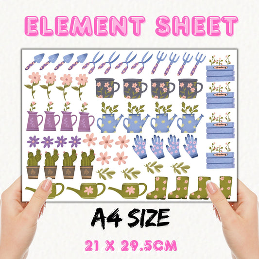 Pretty Garden - A4 | UV DTF Element Sheet