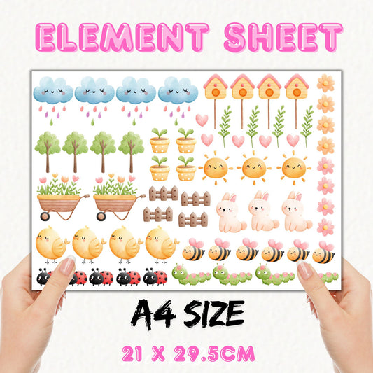 Happy Spring - A4 | UV DTF Element Sheet