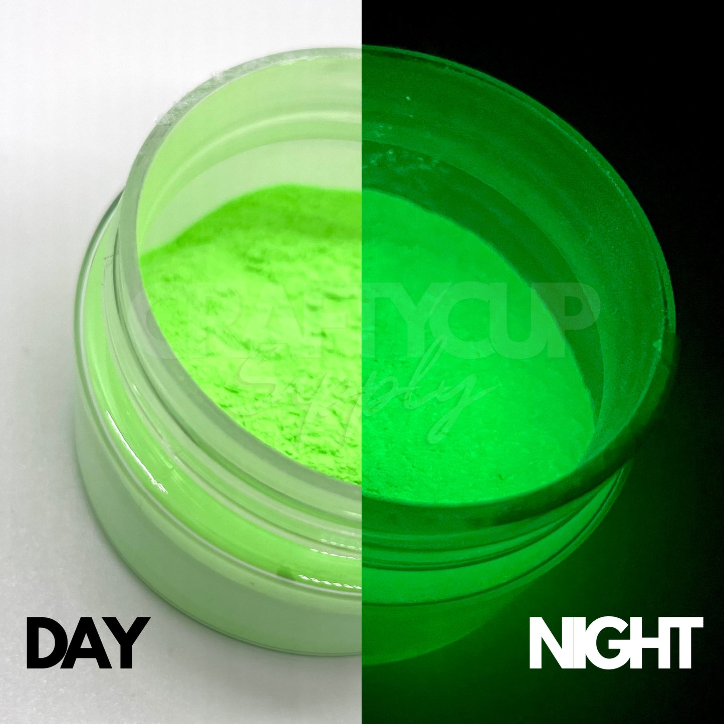 green glow in the dark powder snowglobe tumbler cups