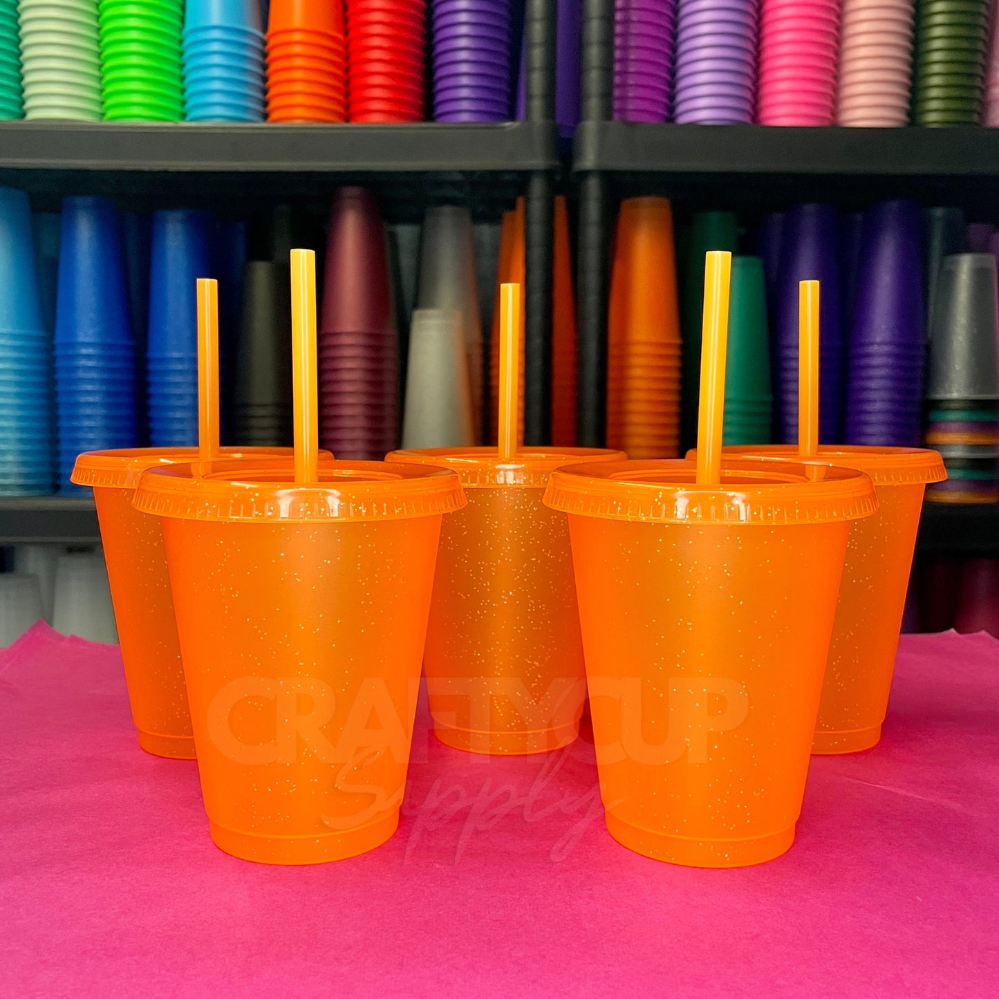Orange Glitter 16oz (470ml) Cold Cups