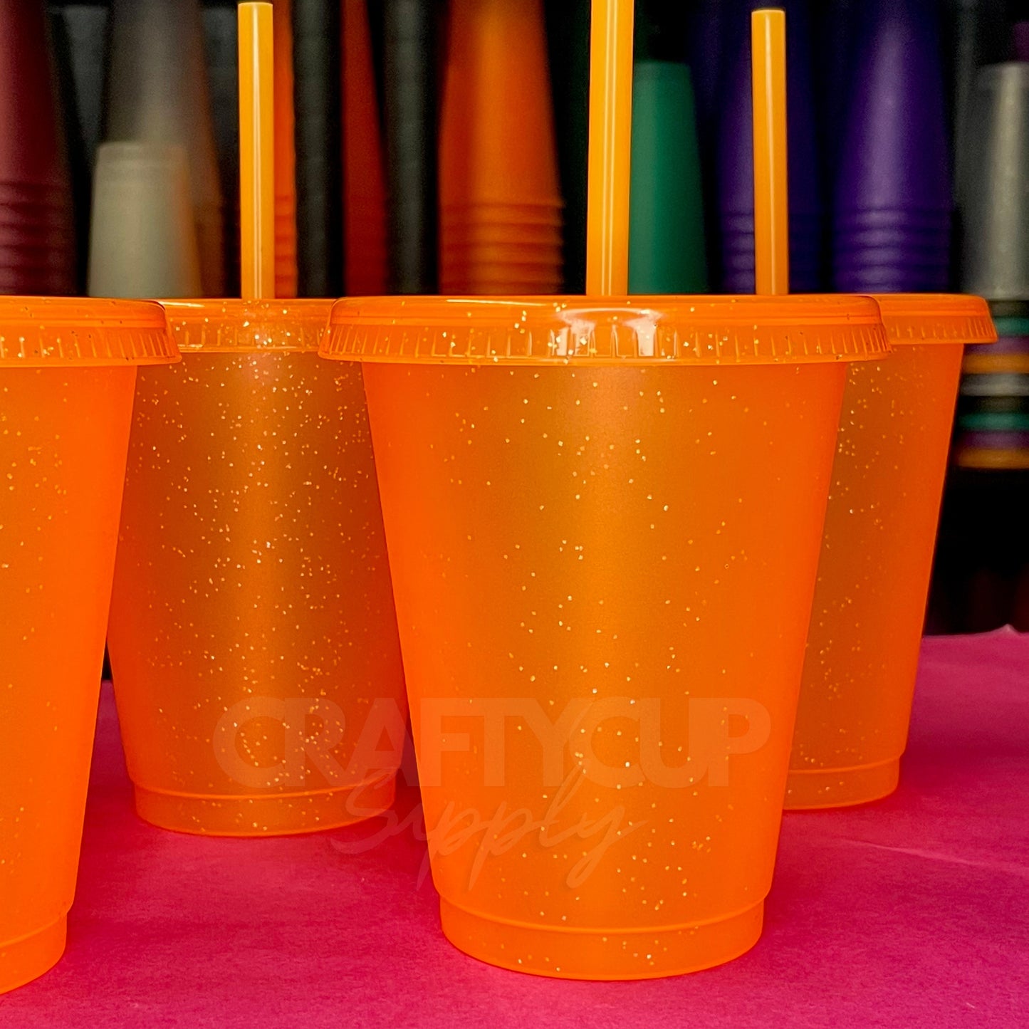 Orange Glitter 16oz (470ml) Cold Cups