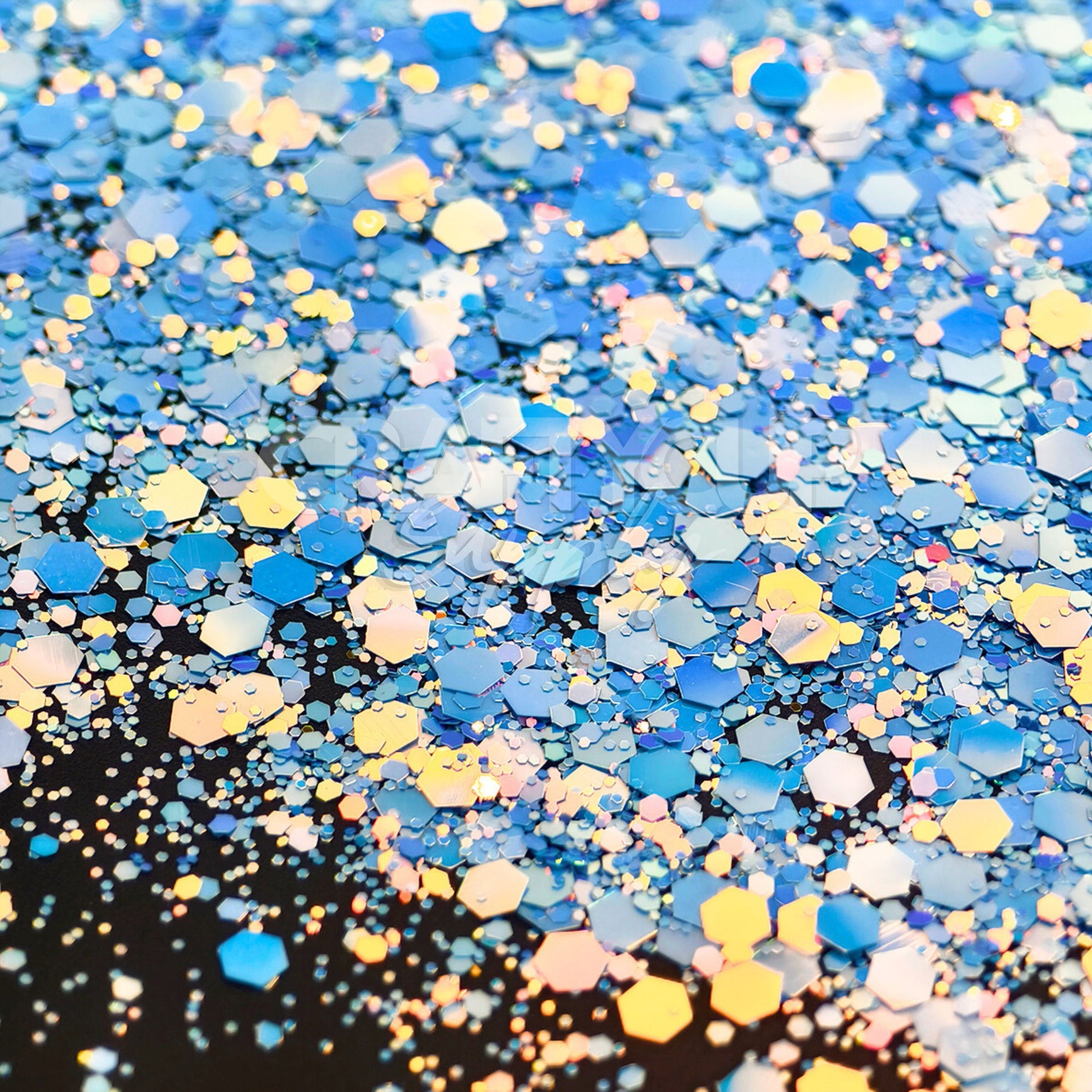 Royal blue with silver and gold glitter blend, solvent-resistant and great for crafts and resin art.