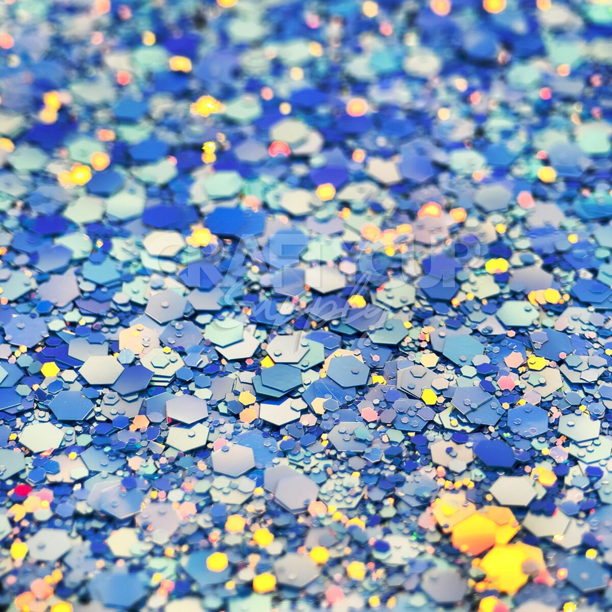 Royal blue with silver and gold glitter blend, solvent-resistant and great for crafts and resin art.