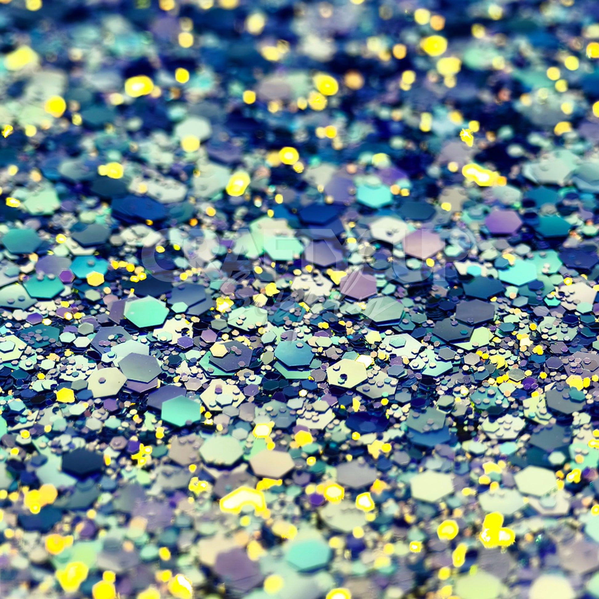 Navy and silver glitter mix with strong reflective sparkle, suitable for wax melts and painting.