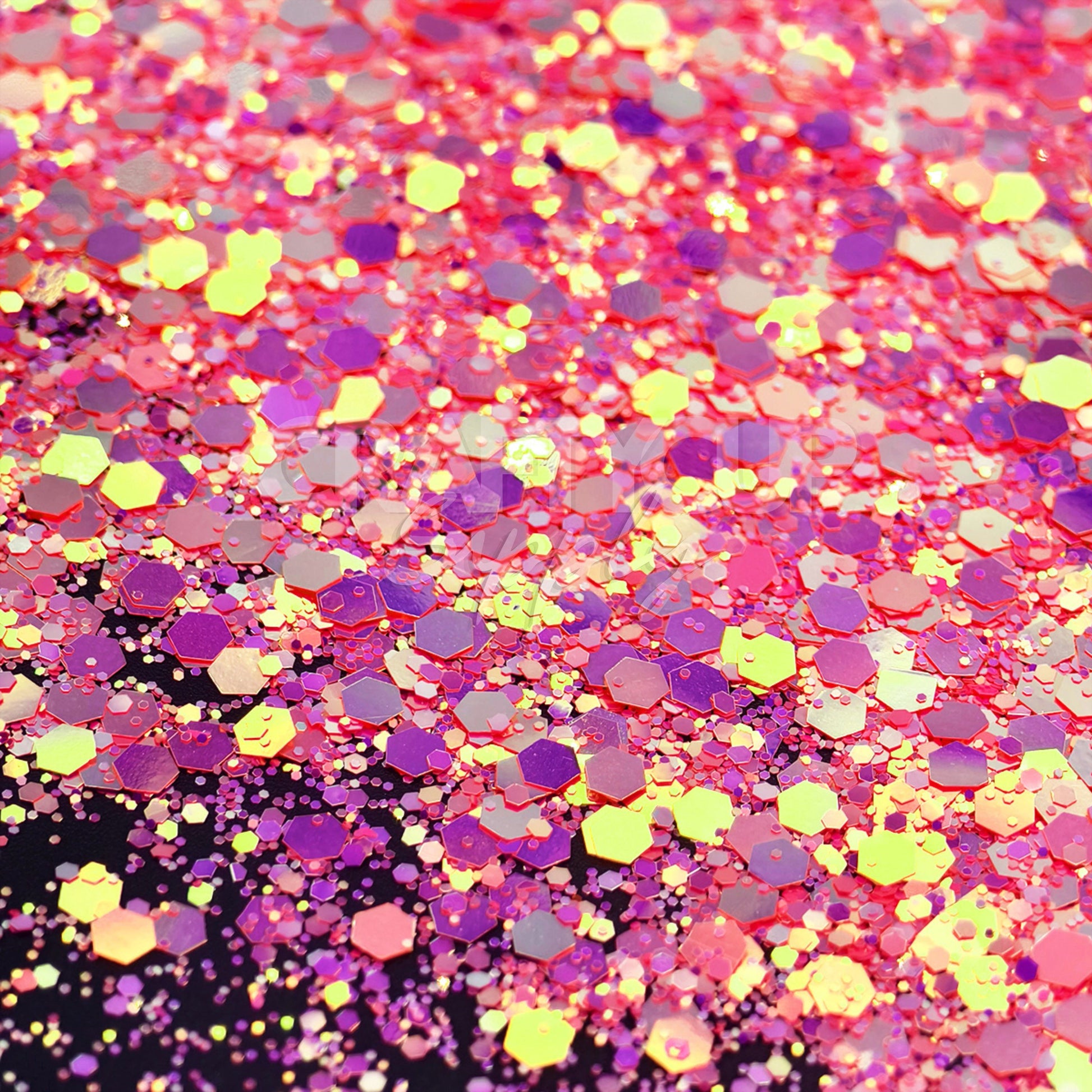 Hot pink glitter with chunky holographic flakes, maximum sparkle for bold tumbler or craft designs.