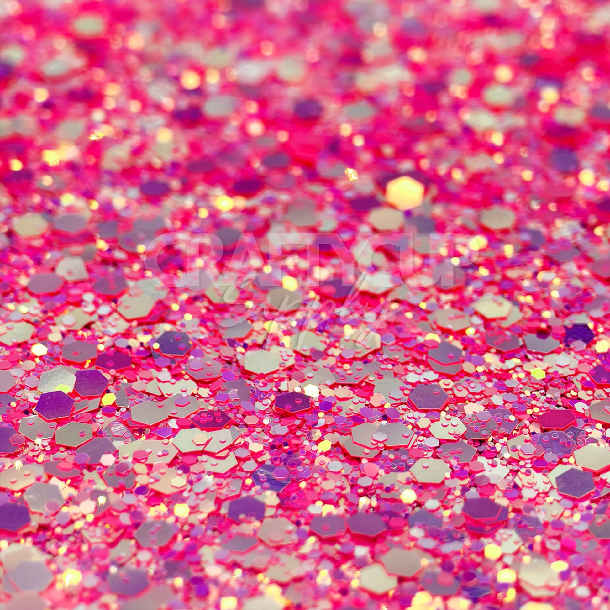 Hot pink glitter with chunky holographic flakes, maximum sparkle for bold tumbler or craft designs.