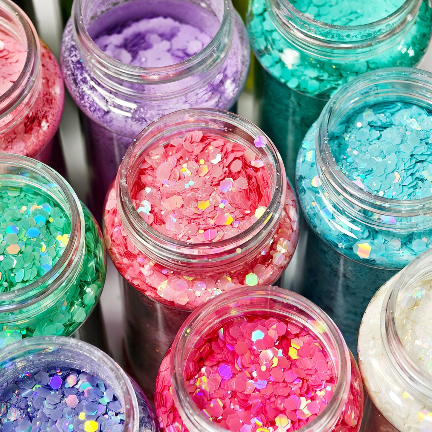 24x 2oz Filled Shaker Jars Glitter Bundle, Over 1300g of Glitters! - SET 6