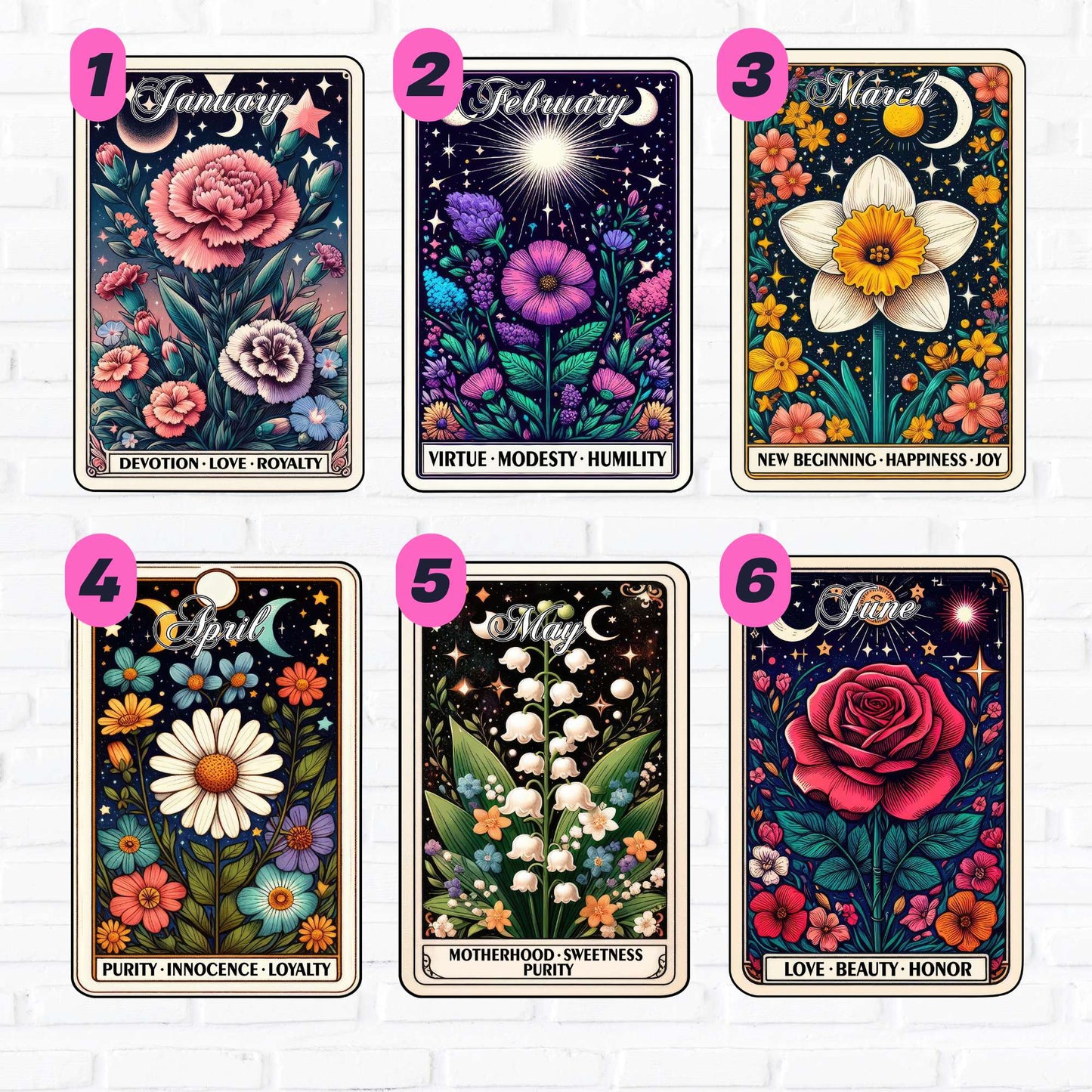 Birth Flower Tarot | UV DTF Decal