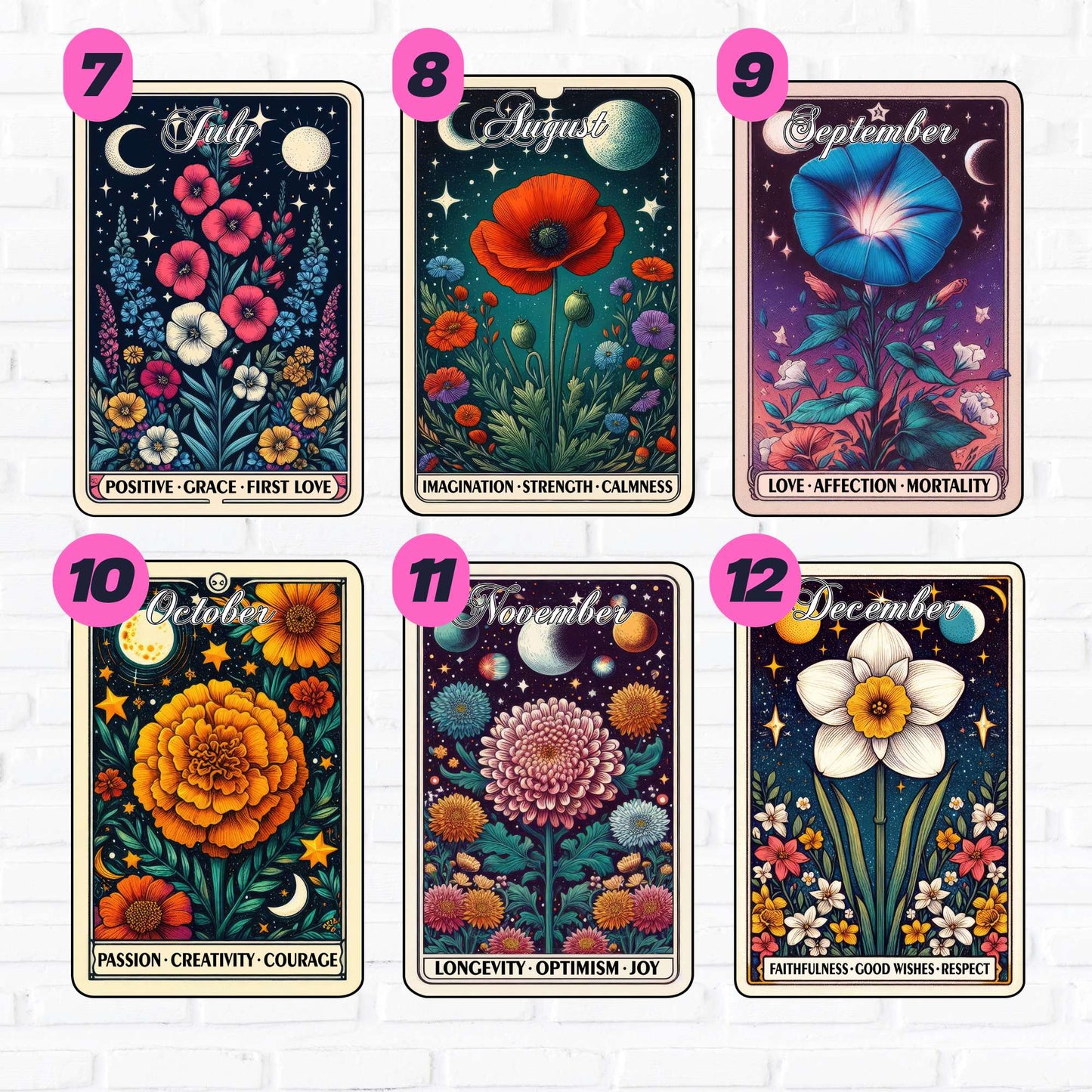 Birth Flower Tarot | UV DTF Decal