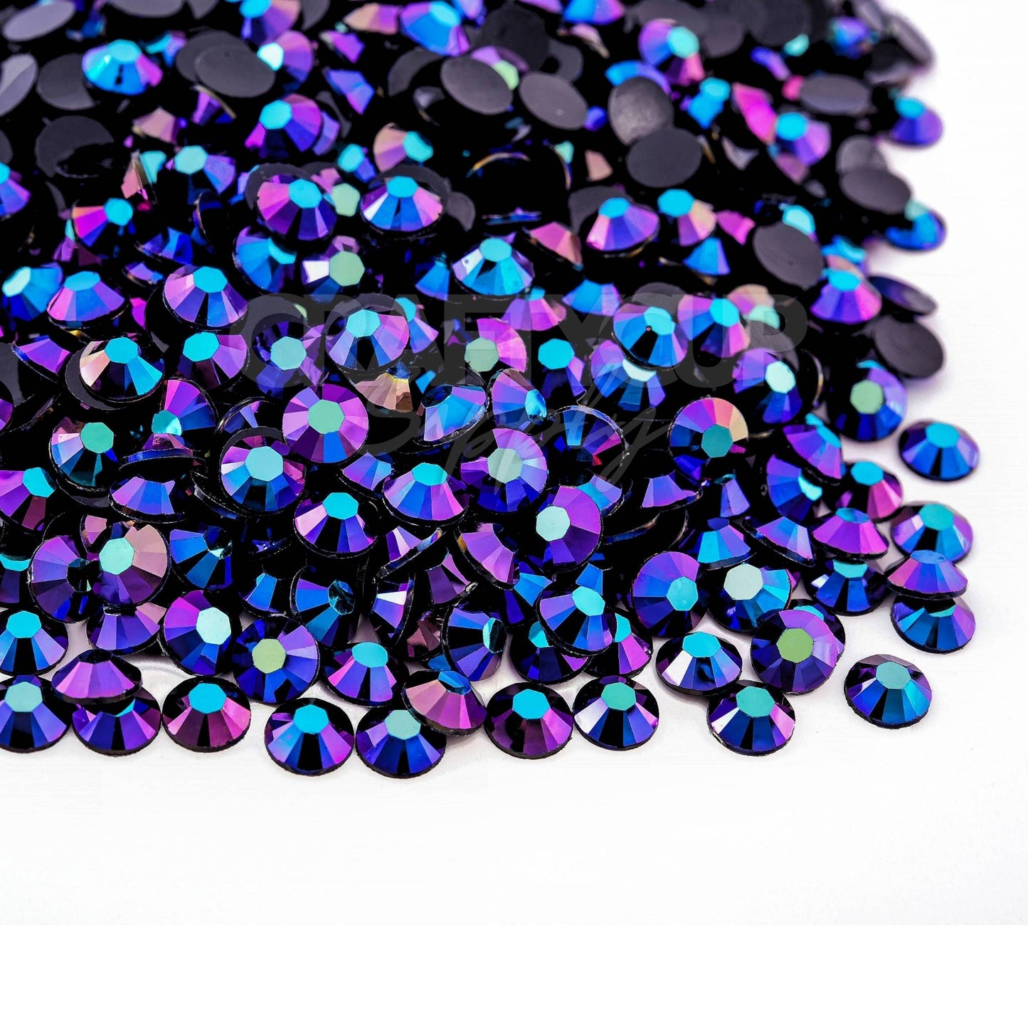 purple blue flatback rhinestones maleficent