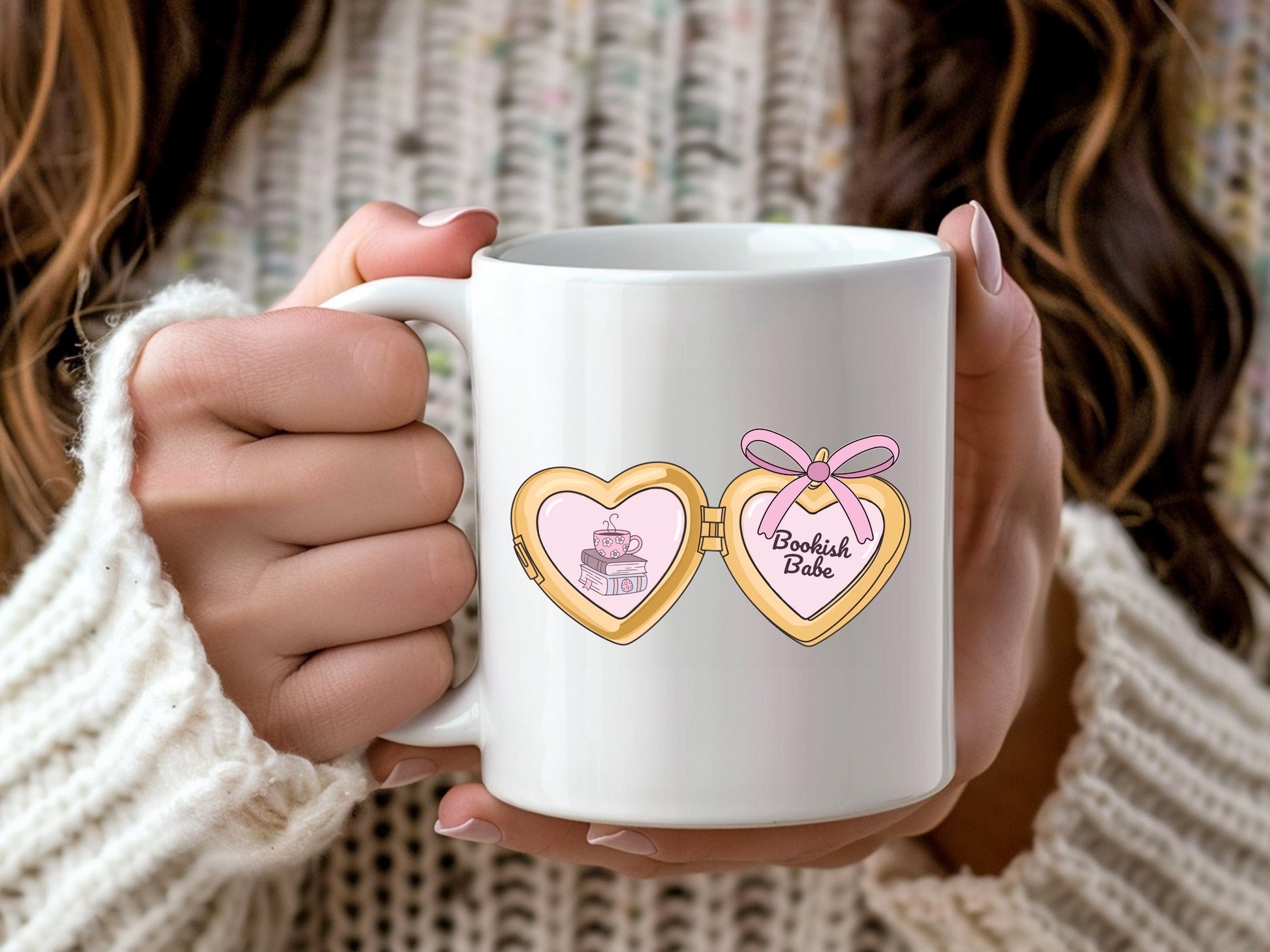 a cute trending and popular PNG digital download design of a gold love heart locket featuring bookish genres for book reading girls.  Can be used to create physical stickers or use for sublimation on clothing such as t shirts, jumpers and canvas bags