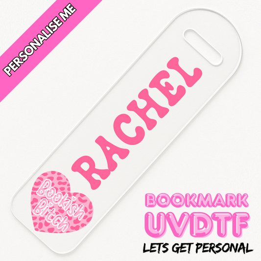 Bookish bitch uv dtf transfer for bookmarks girly readers and booktok girls