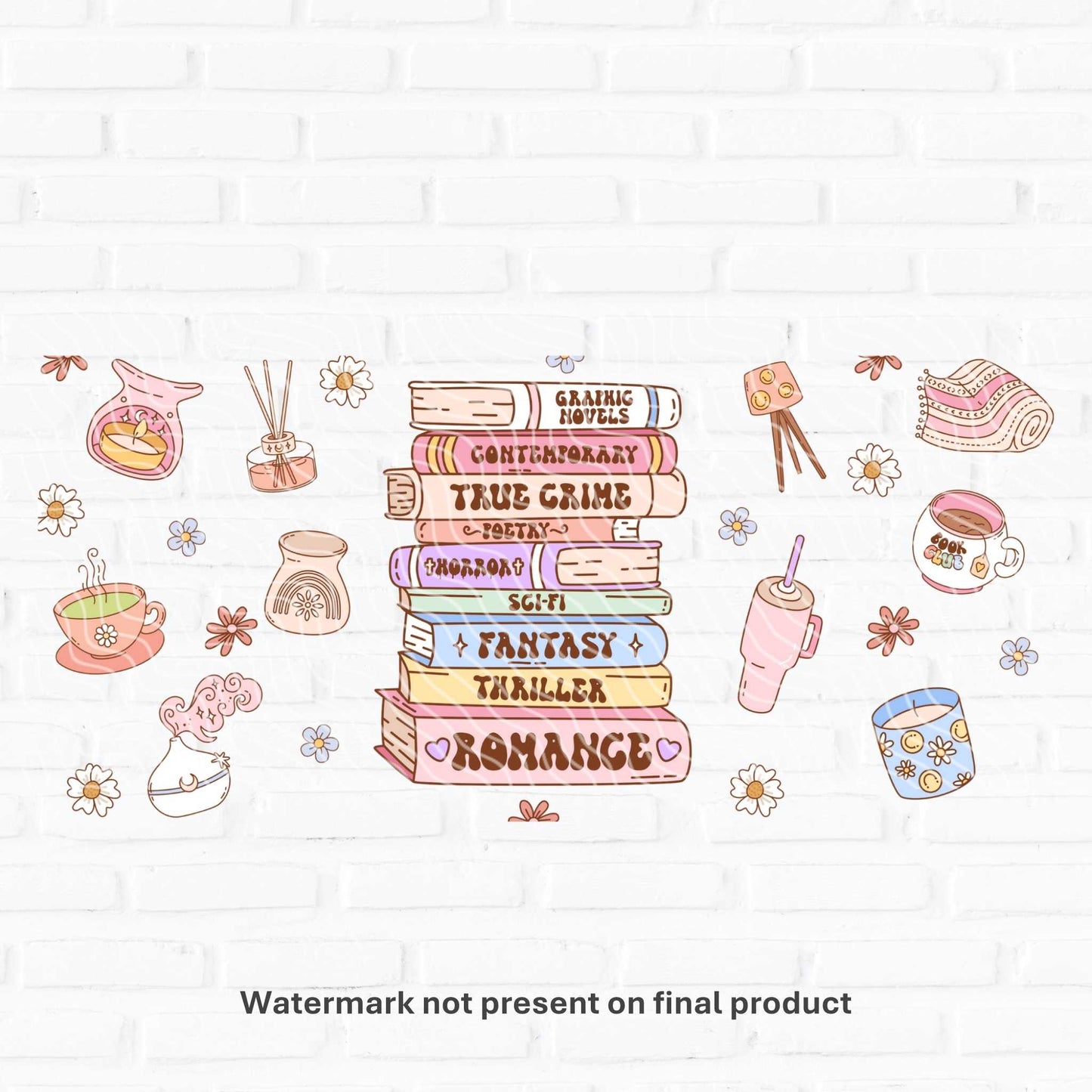 uv dtf book club bookish transfer wraps for tumblers