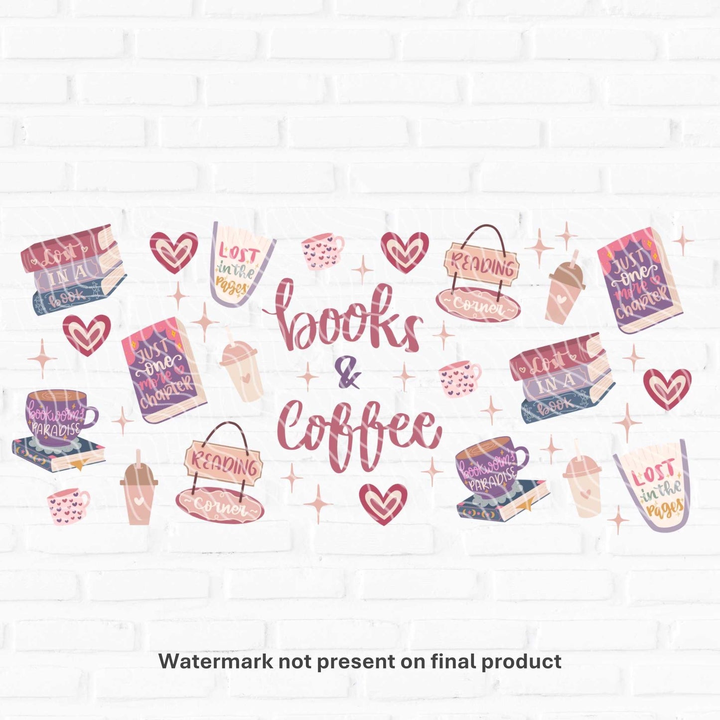 books and coffee vinyl prints for cups