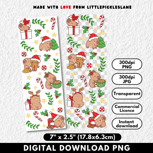 Christmas Capybara | Bookmark Digital Download