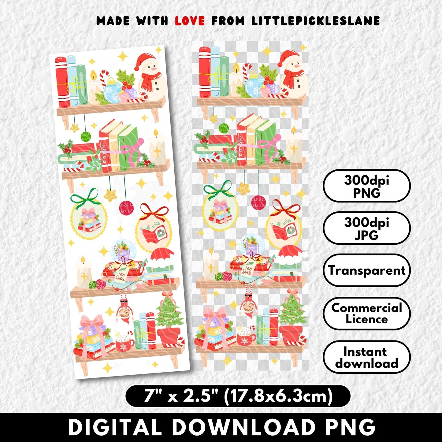 Christmas Bookshelf | Bookmark Digital Download