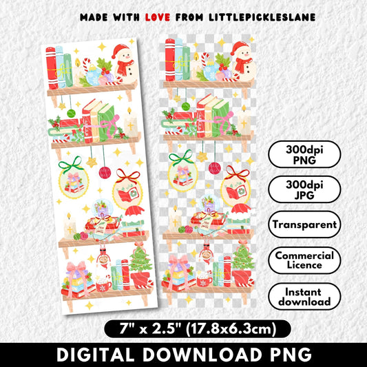 Christmas Bookshelf | Bookmark Digital Download