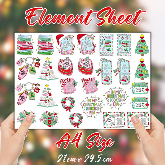 Christmas Is Booked | UV DTF Element Sheet