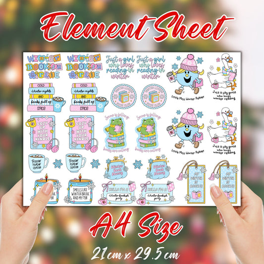 Winter Bookish | UV DTF Element Sheet