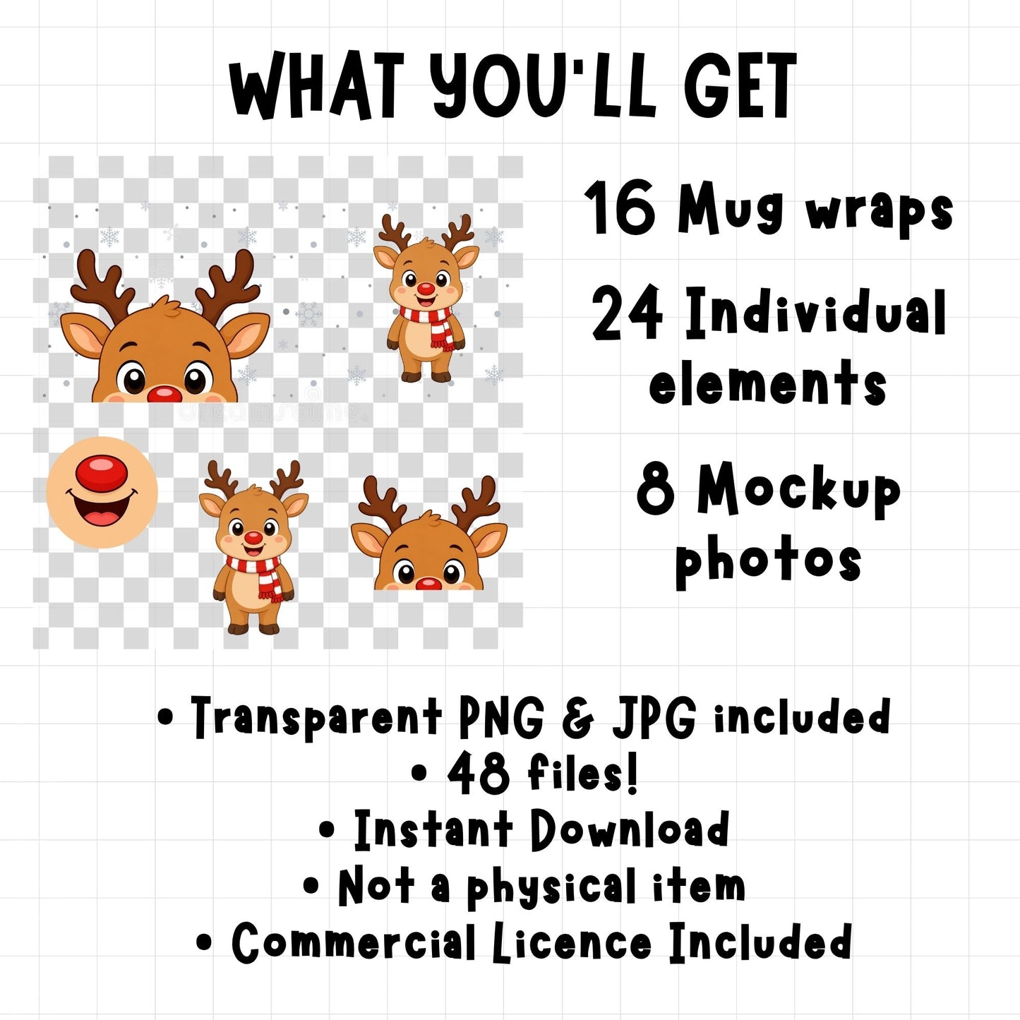 Christmas Mug Mouth Wrap & Clipart Bundle | Digital Download