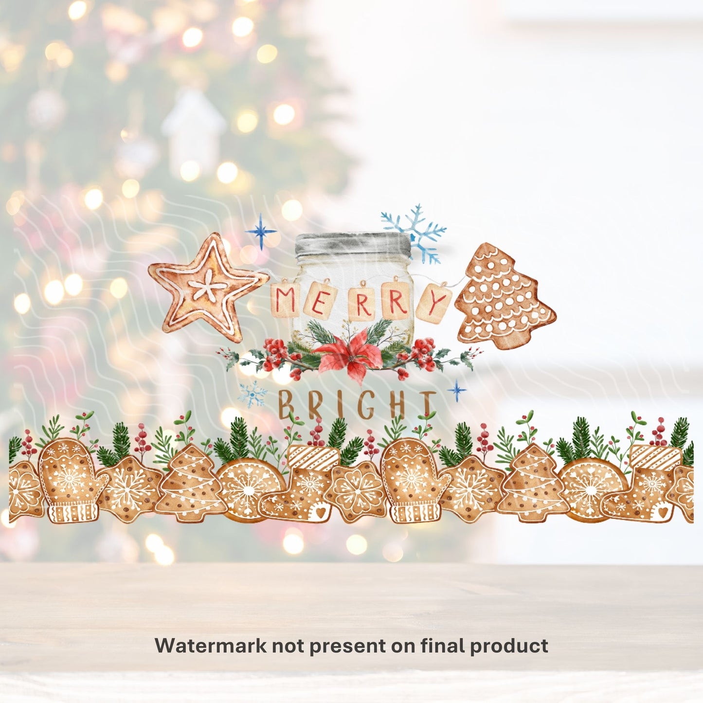 Merry & Bright Gingerbread | UV DTF Wrap