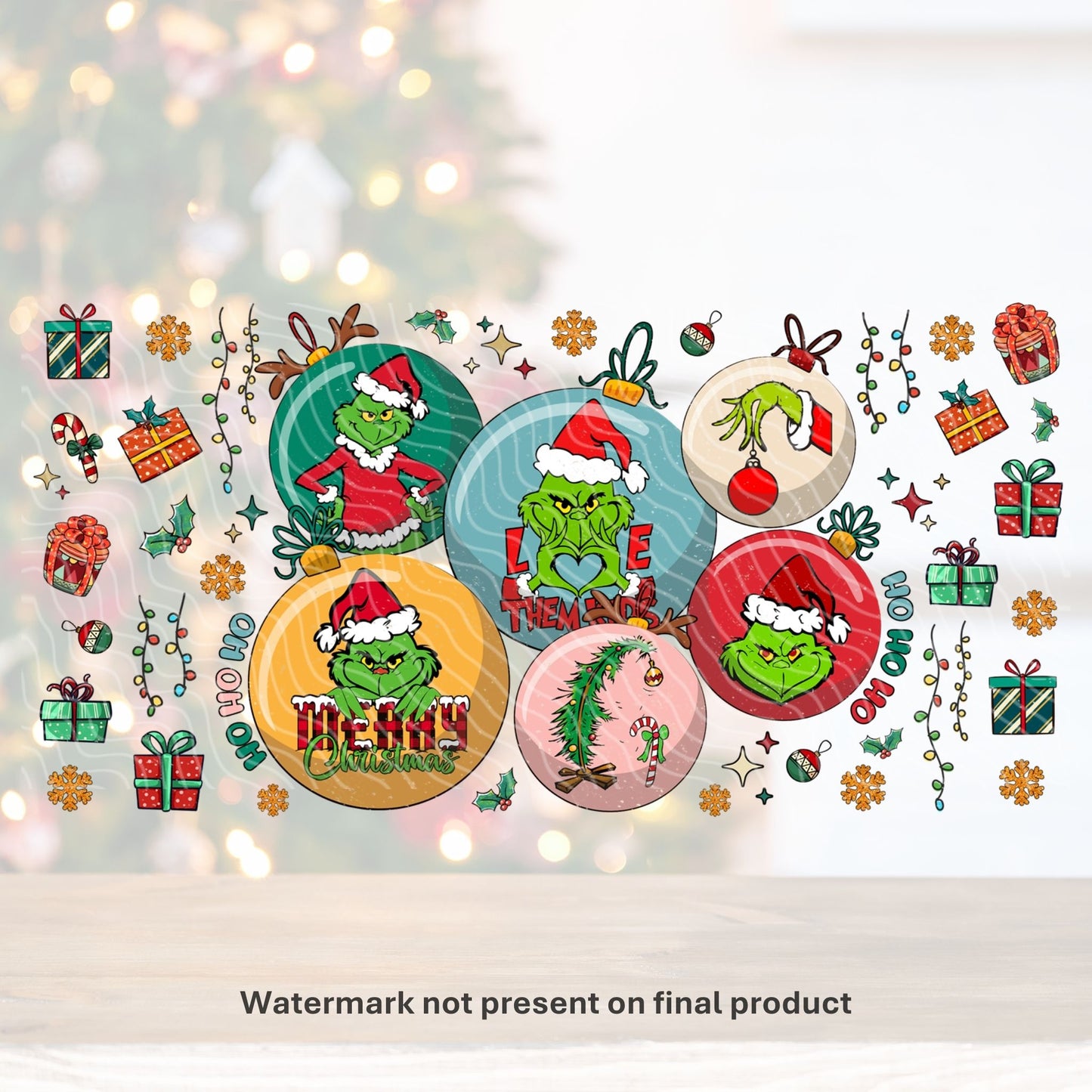 Grinchmas Baubles | UV DTF Wrap