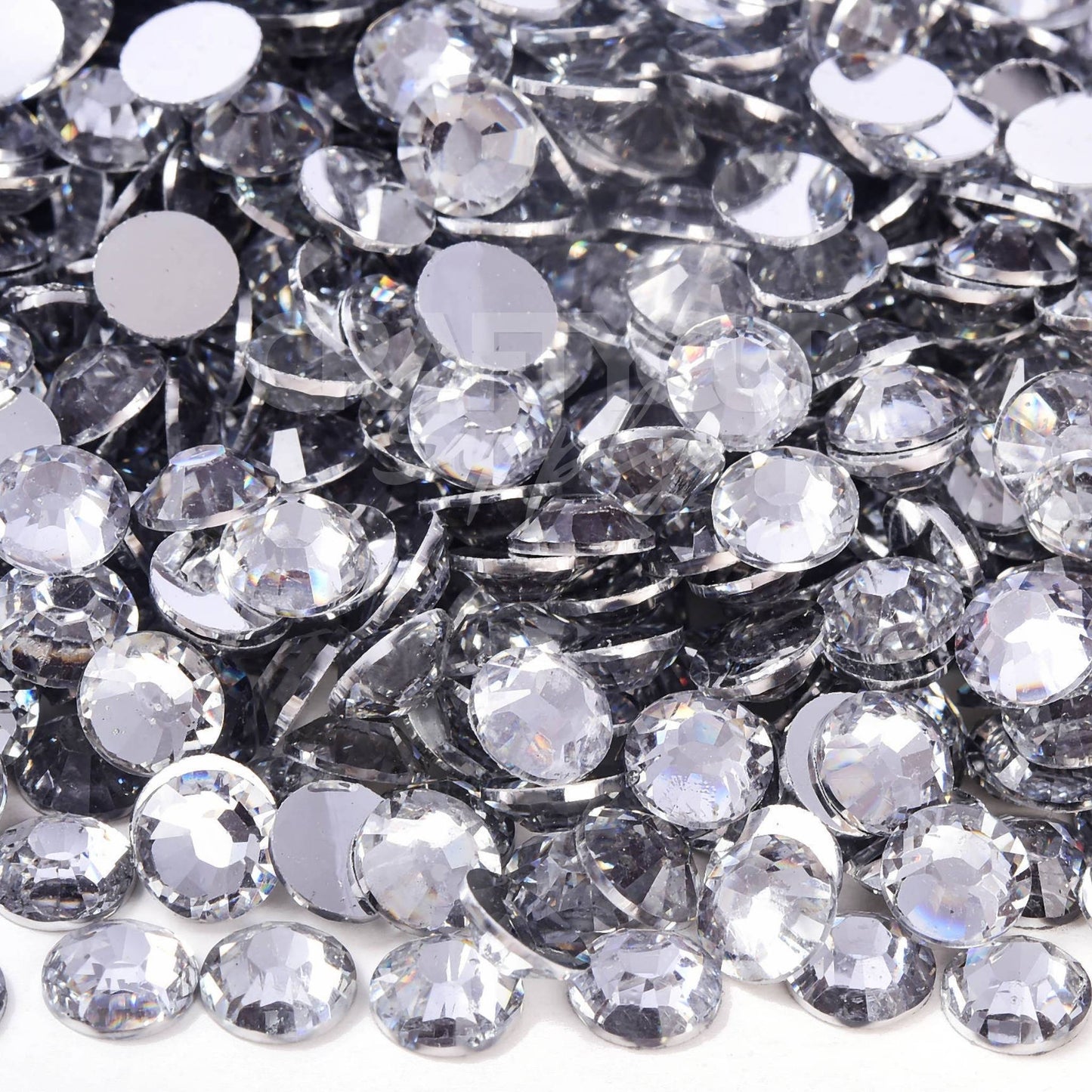 silver base flatback clear rhinestones